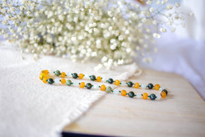 Green Lace Agate and Moonstone+ Raw Apricot Baltic Amber Necklace