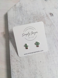 Cactus Plant Life Earrings ll Sterling Silver Studs ll Little Girls Earrings ll Birthday Gifts