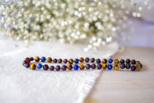 Tiger's Eye and Lapis Lazuli  + Raw Baltic Amber Necklace ll Pain ll Calming ll Focus ll POP + Screw Clasp