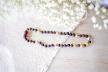Crazy Agate + Raw Cherry Baltic Amber Necklace