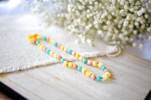 Amazonite and Sunstone + Raw Buttermilk Baltic Amber Necklace ll Pain ll Drooling ll Stress