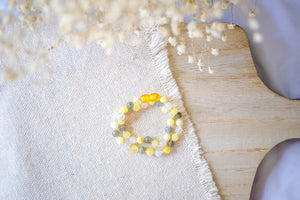 Moonstone, Labradorite + Raw/Polished Buttermilk Baltic Amber Necklace ll POP + Screw Clasps