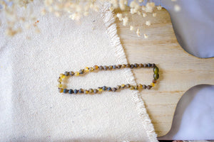 Raw Green Baltic Amber Necklace ll  Pain ll Stress