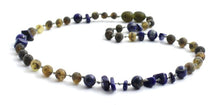 Lapis Lazuli ( Chips ) with Raw Green Baltic Amber Necklace ll ADHD ll Pain ll Stress