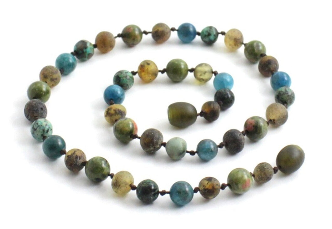 Luxury Dark Green Amber Necklace | Large Baltic Amber Bead Necklace